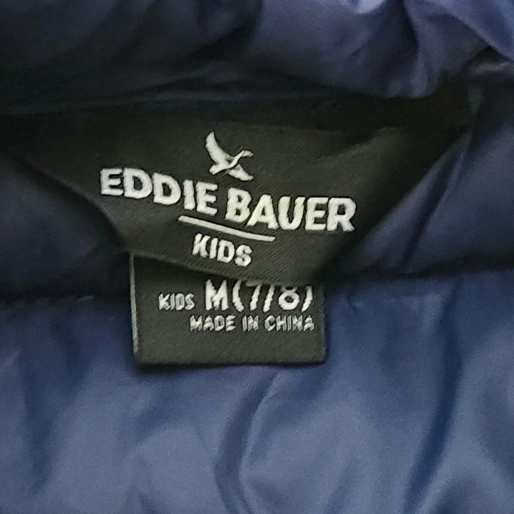 Eddie Bauer Kids Youth‎ M 7/8 Navy Blue 650 Fill Down Packable Puffer Jacket New